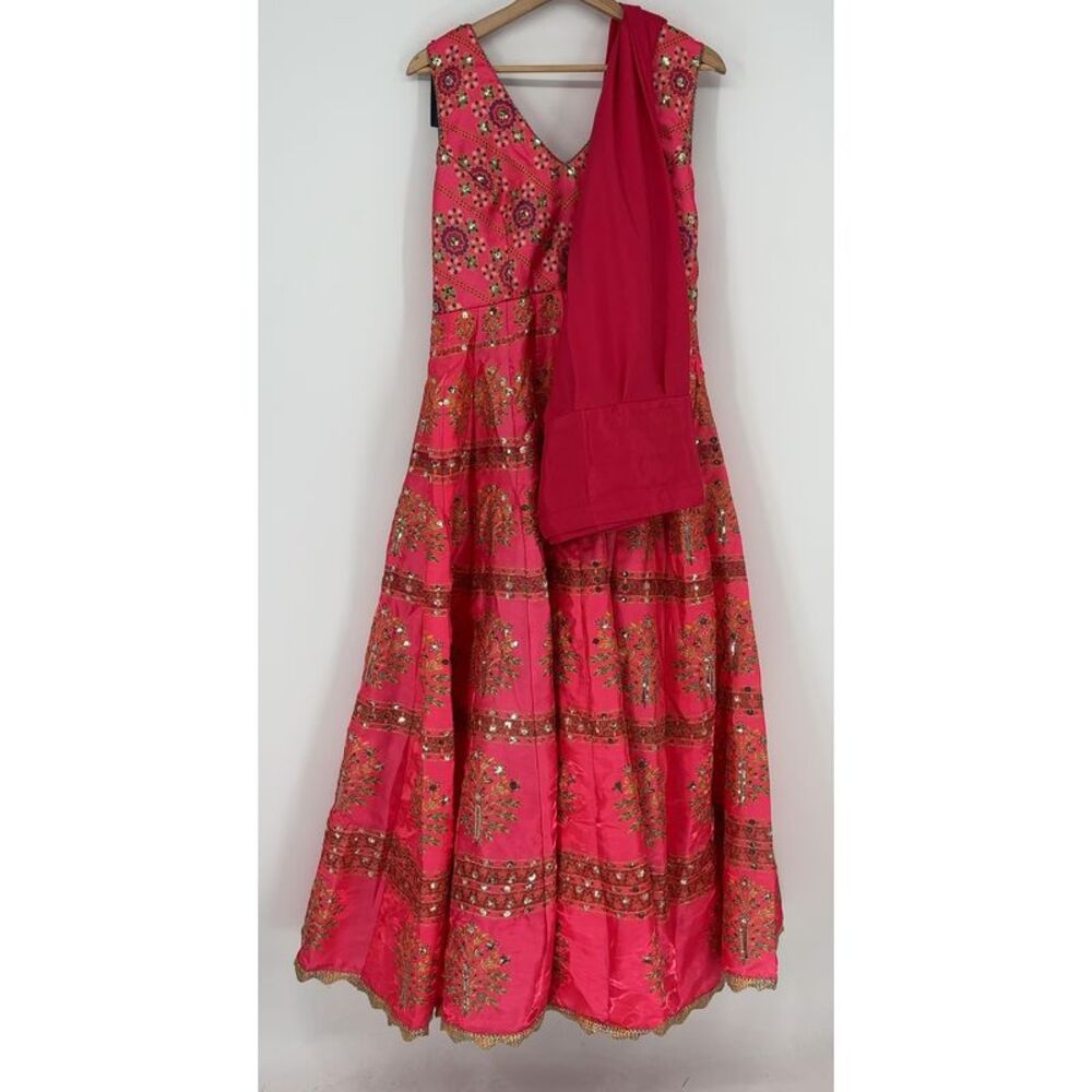 Lashkaraa Hot Pink Multicolor Embroidered Anarkali